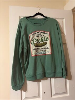 Vineyard Vines Sage Green Graphic Crewneck with Pickle Print
